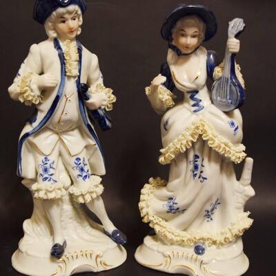 Pair of Victorian Figurines Couple Man and a Woman 9.5"