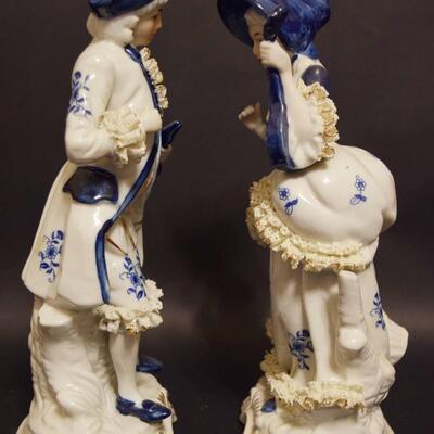 Pair of Victorian Figurines Couple Man and a Woman 9.5"