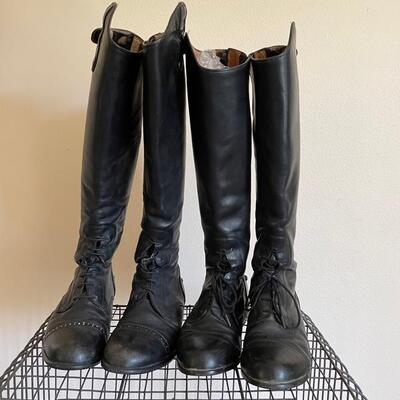 LOT 144  TWO PAIRS OF BLACK LEATHER ARIAT RIDING BOOTS EQUESTRIAN SIZE 5 & 7B