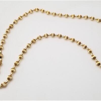 Lot #92  14kt Gold Ribbed Add-a-Bead Necklace - 24"