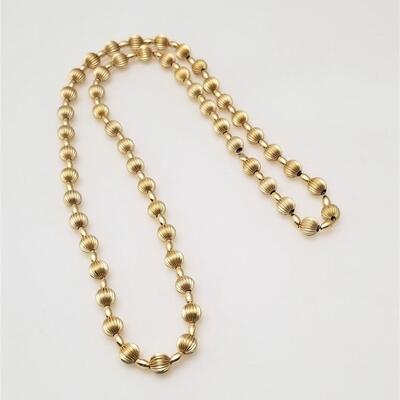 Lot #92  14kt Gold Ribbed Add-a-Bead Necklace - 24"