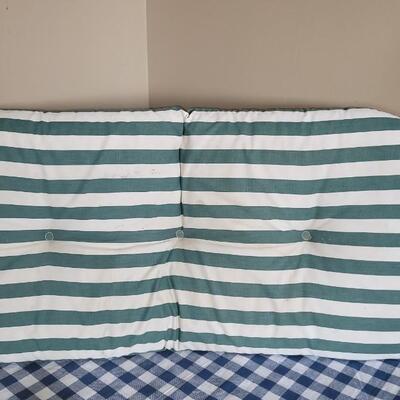 Lot 179: Vintage Green & White Stripe Bench Cushion (Has some Discoloration)