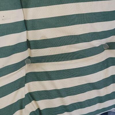 Lot 179: Vintage Green & White Stripe Bench Cushion (Has some Discoloration)