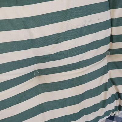 Lot 179: Vintage Green & White Stripe Bench Cushion (Has some Discoloration)