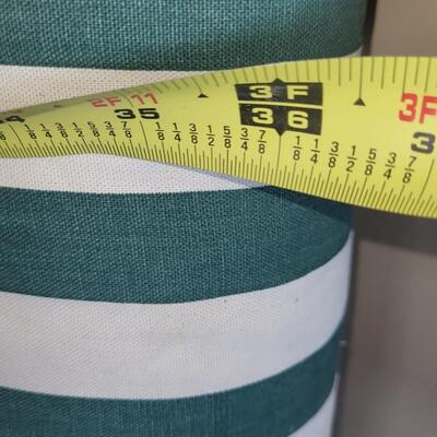 Lot 179: Vintage Green & White Stripe Bench Cushion (Has some Discoloration)