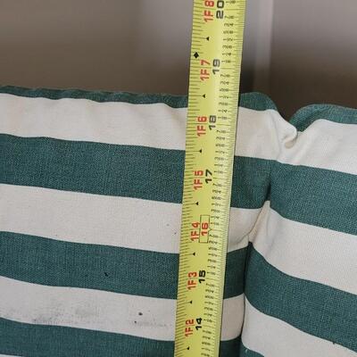Lot 179: Vintage Green & White Stripe Bench Cushion (Has some Discoloration)