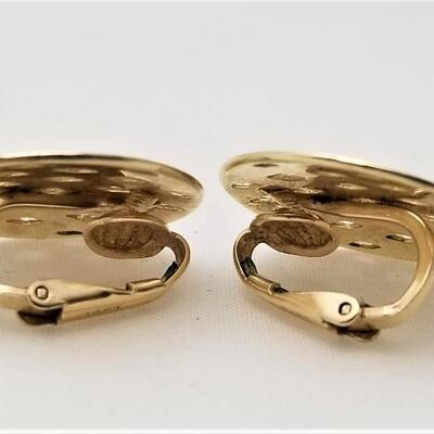 Lot #95  Pair of 14kt Gold Clip earrings - Basket weave Design