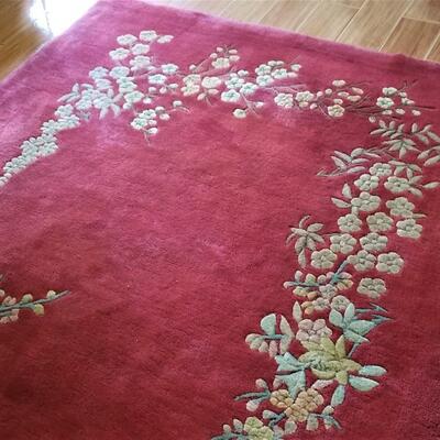 Lot #110  Vintage Rug with Asian Styling - Sheared wool