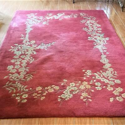 Lot #110  Vintage Rug with Asian Styling - Sheared wool