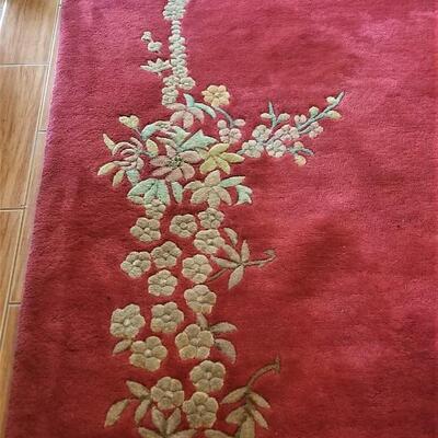 Lot #110  Vintage Rug with Asian Styling - Sheared wool