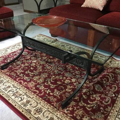 IRON AND GLASS COFFEE TABLE SET
