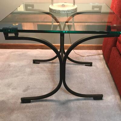 IRON AND GLASS COFFEE TABLE SET