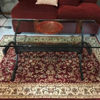 IRON AND GLASS COFFEE TABLE SET