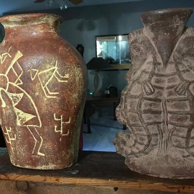 LARGE 2 PC DECO VASES