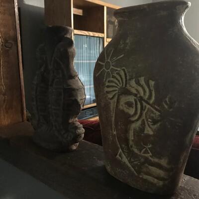 LARGE 2 PC DECO VASES