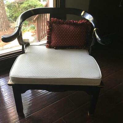 James Mont Chinoiserie Horseshoe Ming Chairs a Pair Hollywood Regency by Century