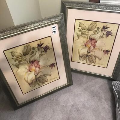 2 PC SILVER FRAMED ORCHIDS