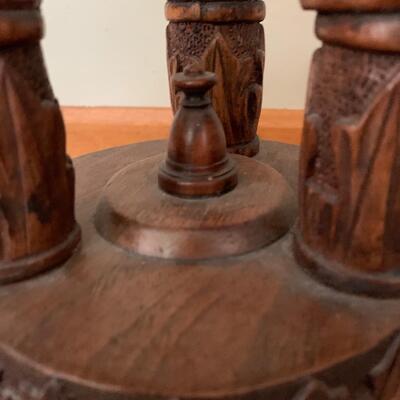 Lot 6: Christine Jensen, Antique Hand Carved Pedestal Stand/Table