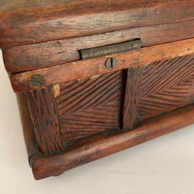 Lot 003:  Antique Hand Carved Jewerly Box
