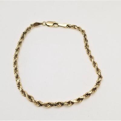 Lot #120  14kt Gold Rope bracelet - 7.25"