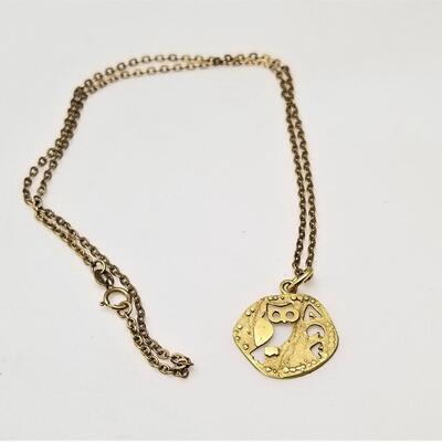 Lot #129  18kt gold necklace & pendant - OWL design