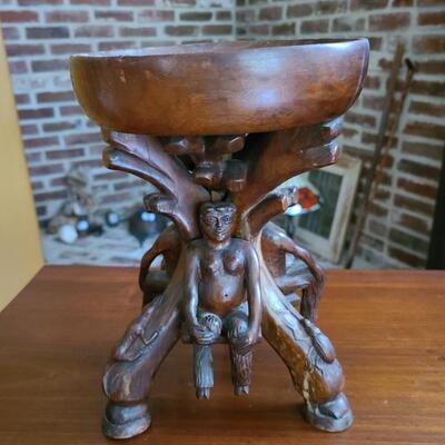 Lot 1: Antique Hand Carved Ornate Bowl/Compote (Artist History included, Must See.)