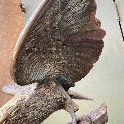 Large Brass Eagle Hawk with Wings Spread Statue