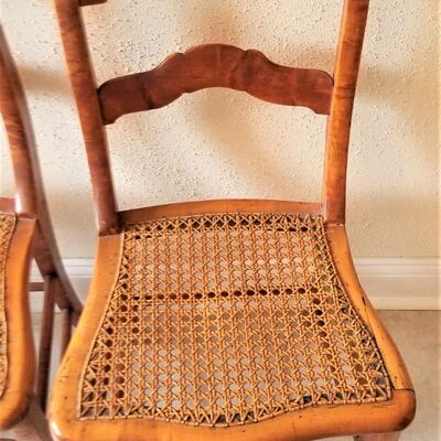 Lot #134  Set of 4 Bird's Eye Maple Caned chairs
