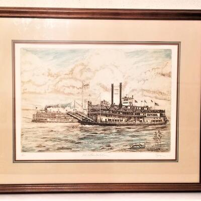 Lot #135 Phillip Sage Limited/numbered Print - the Steamboat Race 1976