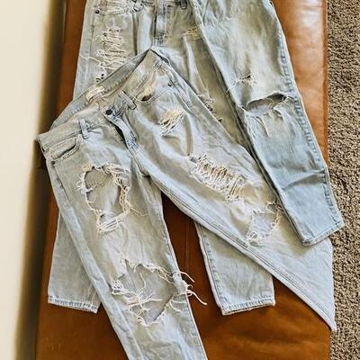 LOT 167  ABERCROMBIE & FITCH DISTRESSED FADED HOLES TORN RAGGED WORN SKINNY JEANS SIZES 4 & 6 