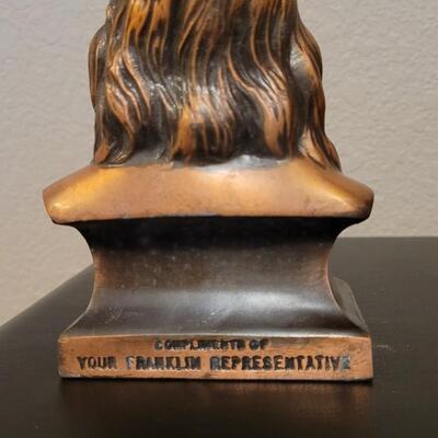 Lot 201: Vintage ACR Limited Chicago Benjamin Franklin Cooper Plated Bust Penny Bank