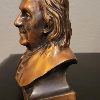 Lot 201: Vintage ACR Limited Chicago Benjamin Franklin Cooper Plated Bust Penny Bank