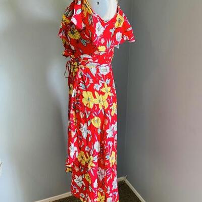 LOT 182  TROPICAL PRINCESS OFF SHOULDER RAYON TIE WAIST 