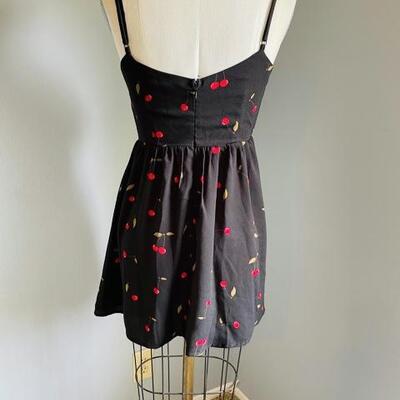 LOT 183   TOBI S/P MINI SPAGHETTI STRAP CHERRY PRINT DRESS ROCKABILLY 