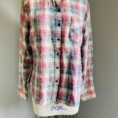 LOT 184  GIVEN KALE MADRES STYLE PLAID BUTTON UP SHIRT SIZE L 