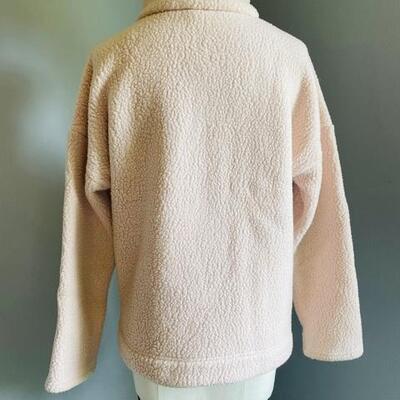 LOT 186  JCREW NUBBY FLEECE PULL OVER PALE PINK HIGH STAND UP COLLAR SIZE S
