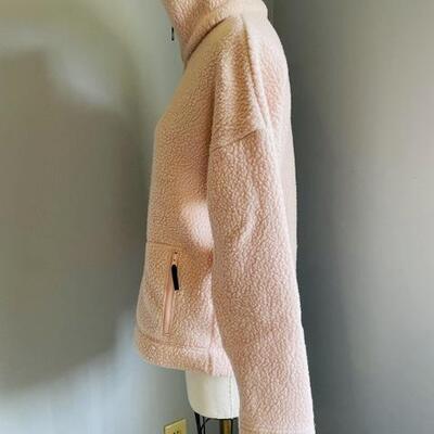 LOT 186  JCREW NUBBY FLEECE PULL OVER PALE PINK HIGH STAND UP COLLAR SIZE S