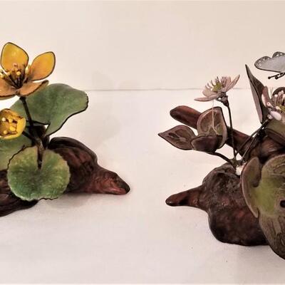 Lot #138  2 pieces Enamel on copper NORMAN BRUMM flowers 