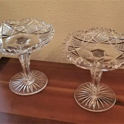 Lot #140  Pair of Cut Glass Compotes
