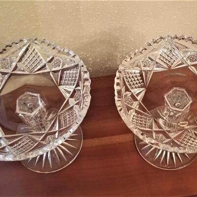 Lot #140  Pair of Cut Glass Compotes