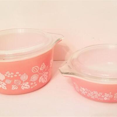 Lot #141  Two pieces vintage Pink Gooseberry PYREX