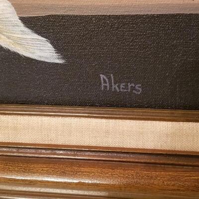 Lot #150  John Akers Owl Print on Canvas