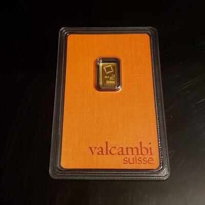 1 Gram 999 fine gold Valcumbi  bar .