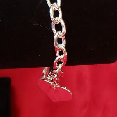 Sterling silver Heart Necklace and bracelet  set 98 g 