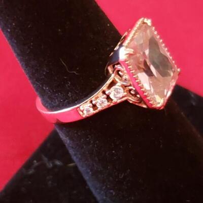Sterling silver natural stones ring size 7 2 .4 K Pink Saphire and white sapphire 
