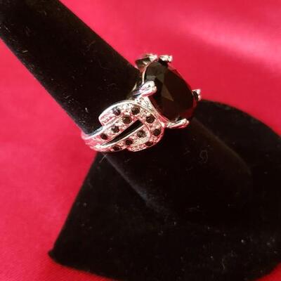 Sterling silver ring size 8 natural obsidian 