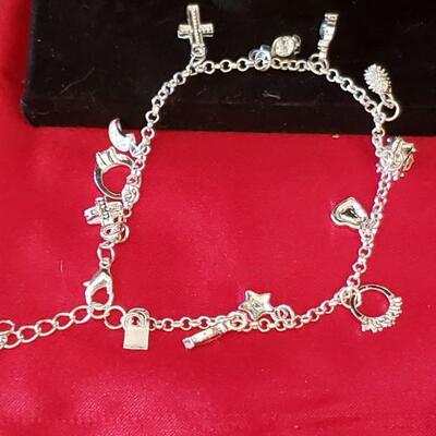 Sterling silver charm bracelet 16 g  