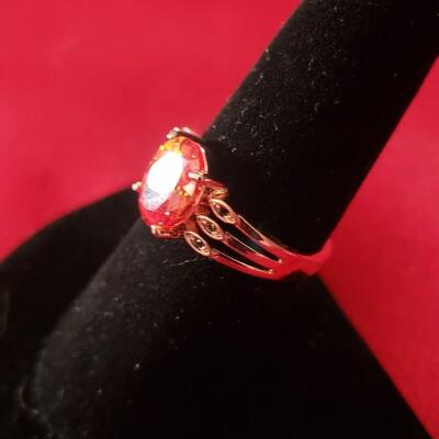 Sterling silver and gold ring  size 7 1.5 ct natural citrine and ruby 