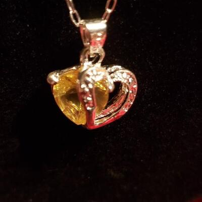 Sterling silver necklace and pendant  natural citrine and diamond 