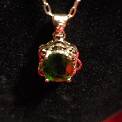 Sterling silver natural tourmaline  pendant and necklace 